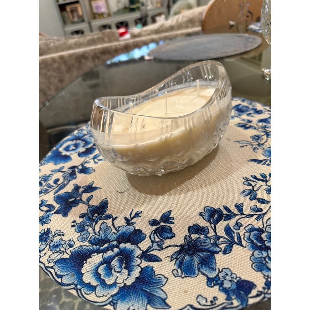 Candle in a Vintage crystal dish,  Vintage Decor